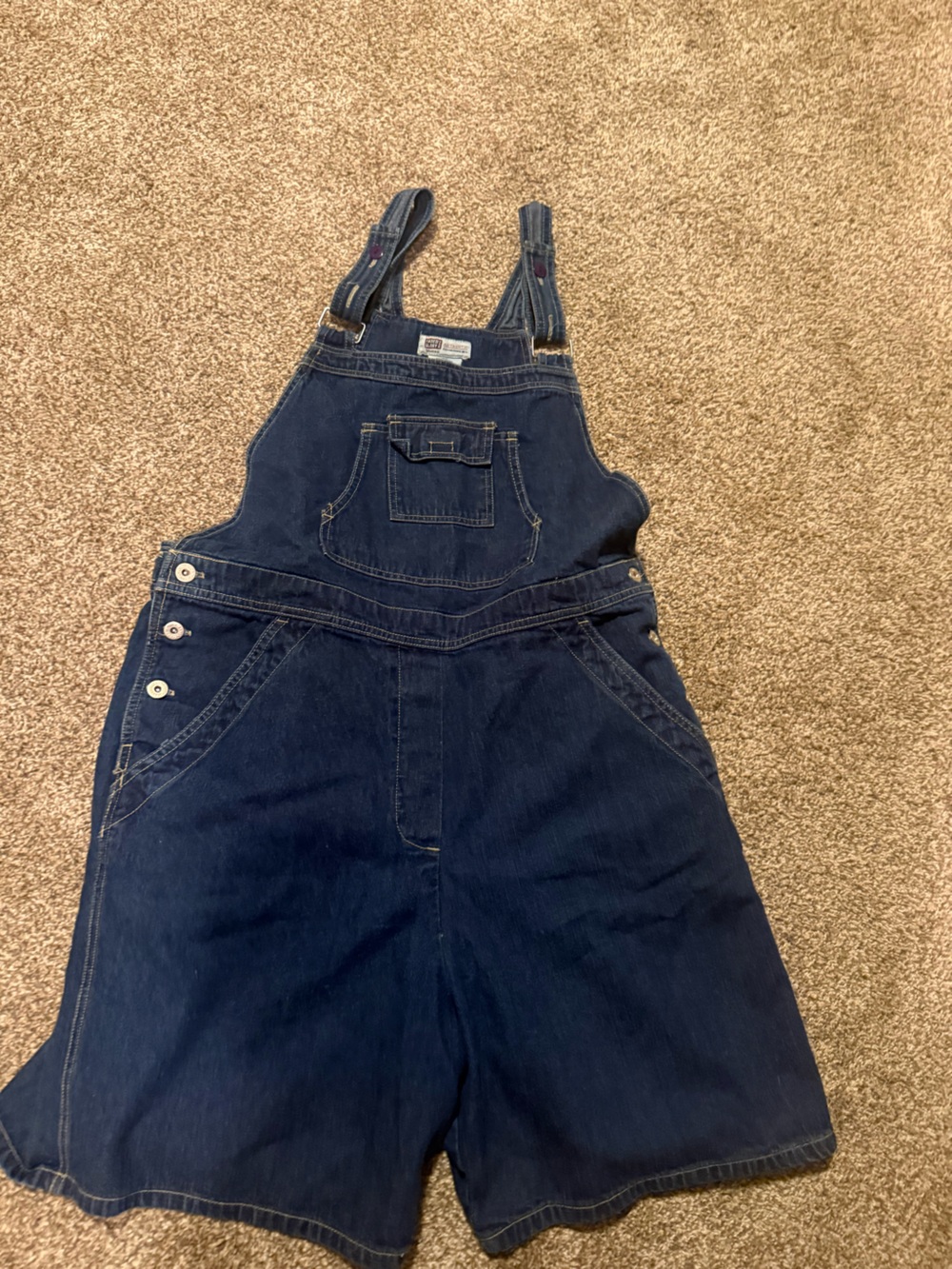 Faded Glory Dark Blue Denim Short Overalls